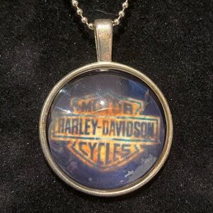 Harley-Davidson Silver Pendant with Blue and Orange Logo